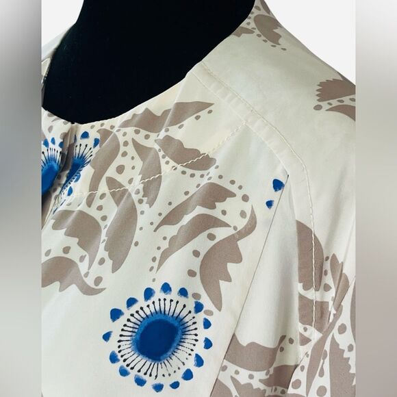 Diane von Furstenberg Kimono Dress Size 4 Blue Tan Floral 100% Silk Fully Lined - Picture 2 of 7